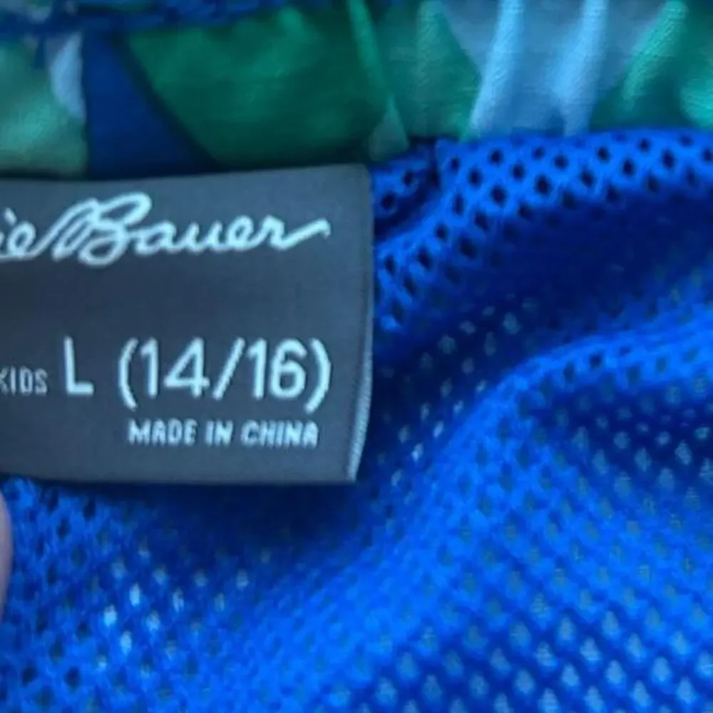 Eddie Bauer‎ boys 14/16 Blue/green swim shorts EUC